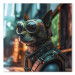 Canvas Print AI Dog Chihuahua - Cyberpunk Style Animal Fantasy Portrait - Square 150131