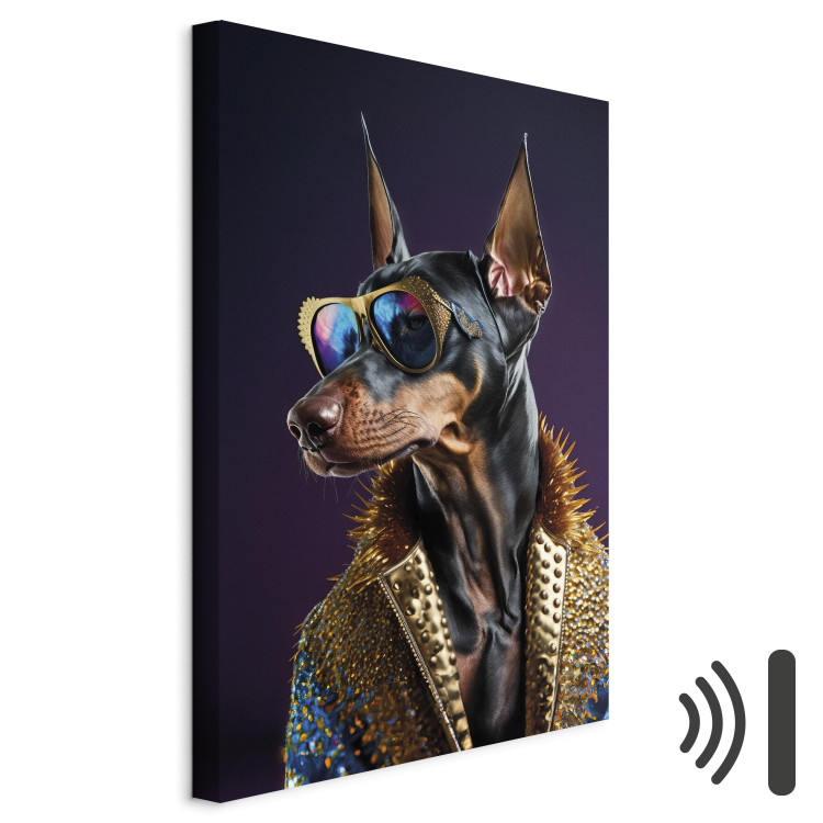 Canvas Print AI Doberman Dog - Animal Fantasy Portrait With Stylish Glasses - Vertical 150231 additionalImage 8