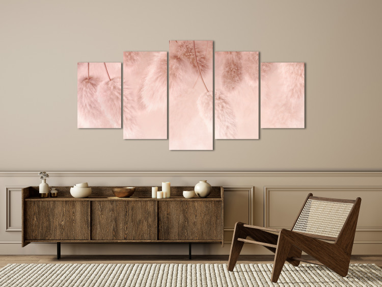 Canvas Print Pastel Boho - Pink Composition With Fluffy Plants 151431 additionalImage 3