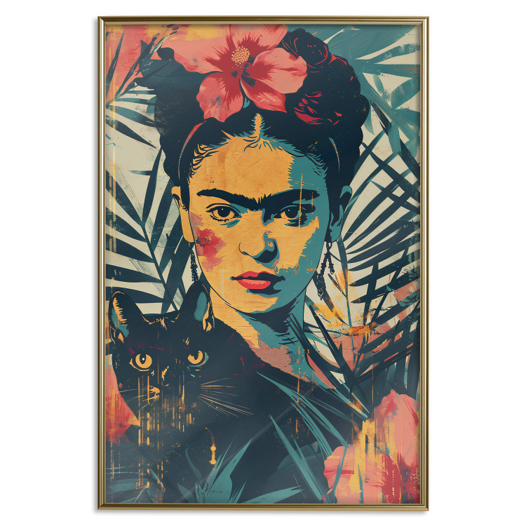 Wall Poster Tropical Frida - A Portrait of the Painter Holding a Black Cat 152231 additionalImage 16