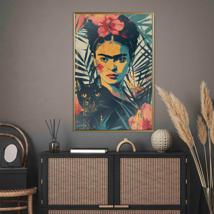 Wall Poster Tropical Frida - A Portrait of the Painter Holding a Black Cat 152231 additionalImage 2