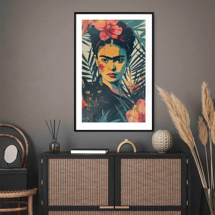 Wall Poster Tropical Frida - A Portrait of the Painter Holding a Black Cat 152231 additionalImage 12