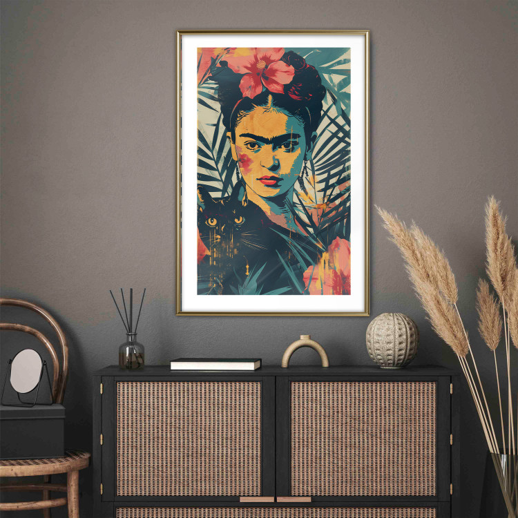 Wall Poster Tropical Frida - A Portrait of the Painter Holding a Black Cat 152231 additionalImage 4