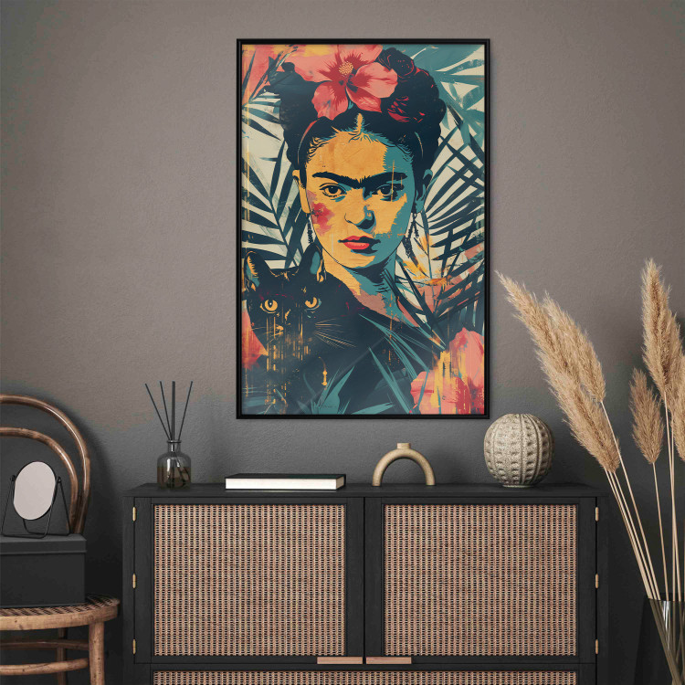 Wall Poster Tropical Frida - A Portrait of the Painter Holding a Black Cat 152231 additionalImage 9