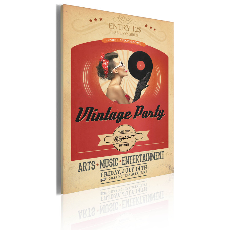 Canvas Print Vintage Party (1-part) - retro writings and woman in pin-up style 55231 additionalImage 2