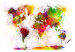 Photo Wallpaper World splashed with coloured paint - colourful watercolour style world map 64431 additionalThumb 1