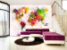 Photo Wallpaper World splashed with coloured paint - colourful watercolour style world map 64431