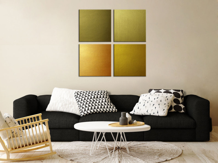 Canvas Golden Quartet (4-piece) - Four Artistic Squares in Gold 93931 additionalImage 3