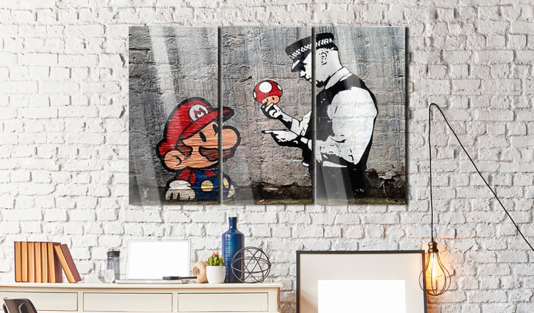Print On Glass Super Mario Mushroom Cop by Banksy [Glass] 94331 additionalImage 3