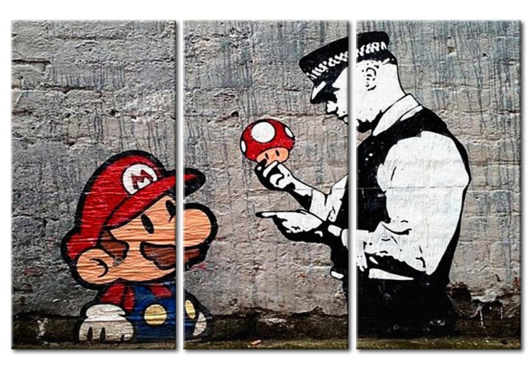 Print On Glass Super Mario Mushroom Cop by Banksy [Glass] 94331 additionalImage 2