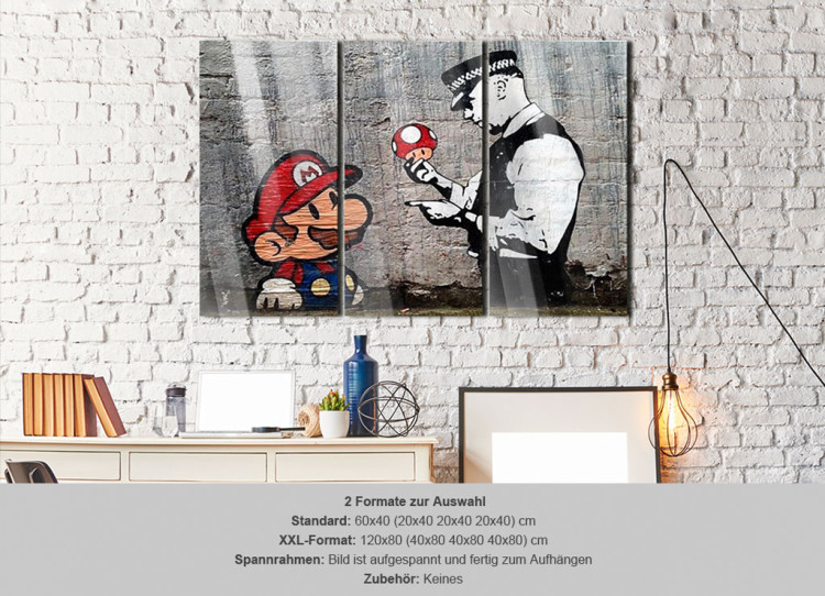 Print On Glass Super Mario Mushroom Cop by Banksy [Glass] 94331 additionalImage 7