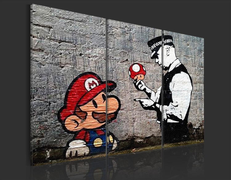 Print On Glass Super Mario Mushroom Cop by Banksy [Glass] 94331 additionalImage 6