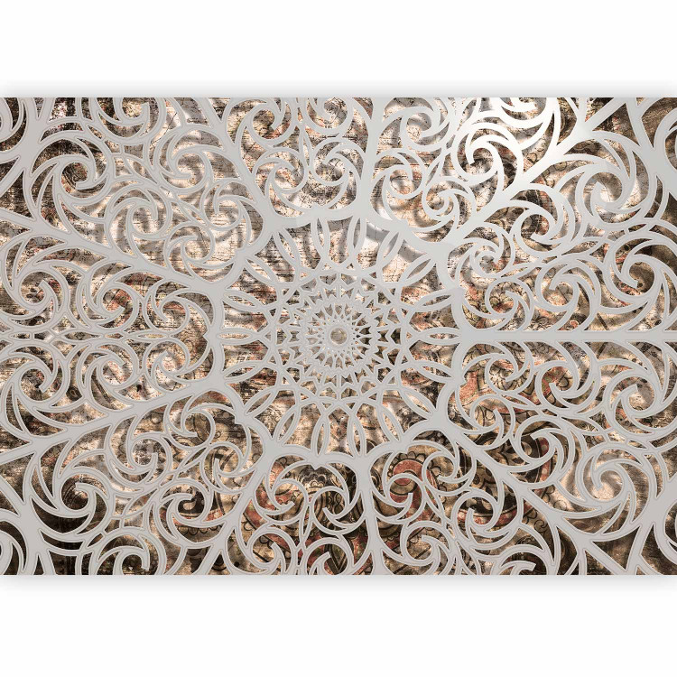 Photo Wallpaper Orient - grey geometrical composition in the mandala type on a beige background 94931 additionalImage 5