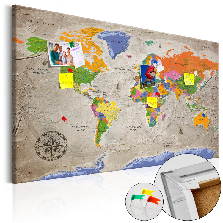 Decorative Pinboard World Map: Retro Style [Cork Map] 95931