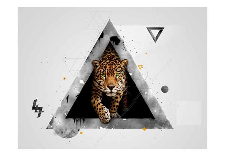 Wall Mural Wild animals - modern abstraction with a tiger in a white triangle 96631 additionalImage 1