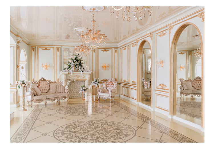 Photo Wallpaper Luxurious interior - baroque white living room in glamour style with ornaments 97531 additionalImage 1