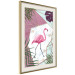 Wall Poster Flamingo Stroll - geometric abstraction with a pink bird and leaves 114441 additionalThumb 2