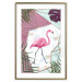 Wall Poster Flamingo Stroll - geometric abstraction with a pink bird and leaves 114441 additionalThumb 15