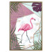 Wall Poster Flamingo Stroll - geometric abstraction with a pink bird and leaves 114441 additionalThumb 19