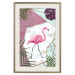 Wall Poster Flamingo Stroll - geometric abstraction with a pink bird and leaves 114441 additionalThumb 21