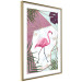 Wall Poster Flamingo Stroll - geometric abstraction with a pink bird and leaves 114441 additionalThumb 8
