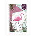 Wall Poster Flamingo Stroll - geometric abstraction with a pink bird and leaves 114441 additionalThumb 22