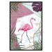 Wall Poster Flamingo Stroll - geometric abstraction with a pink bird and leaves 114441 additionalThumb 25