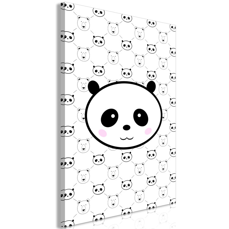 Canvas Art Print Cheerful panda - children's graphics with pandas and bears heads 114541 additionalImage 2