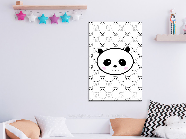 Canvas Art Print Cheerful panda - children's graphics with pandas and bears heads 114541 additionalImage 3