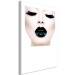 Canvas Art Print Kiss - artwork with a woman with black lips and closed eyes 114941 additionalThumb 2