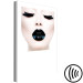 Canvas Art Print Kiss - artwork with a woman with black lips and closed eyes 114941 additionalThumb 6