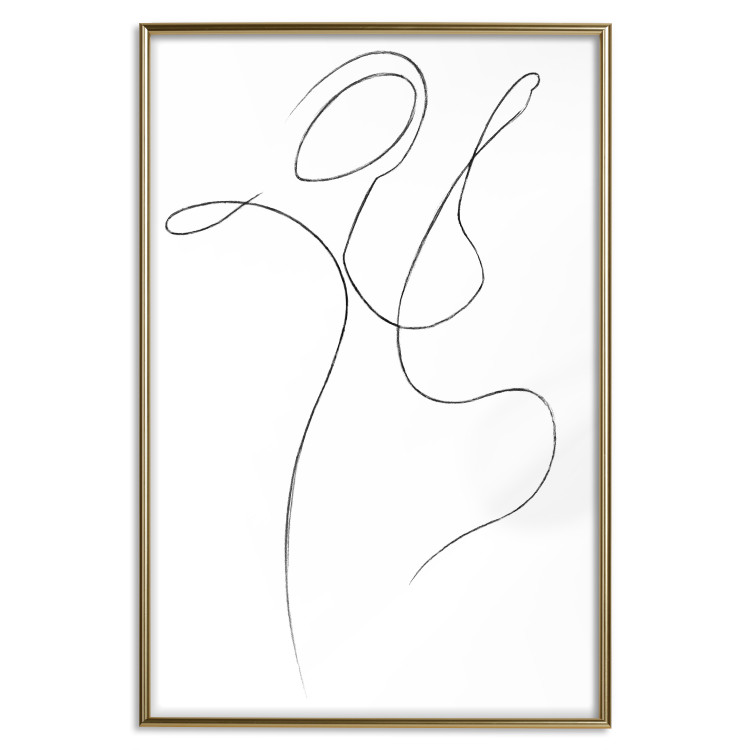 Poster Dance - black and white delicate line art with the outline of a human silhouette 115241 additionalImage 17