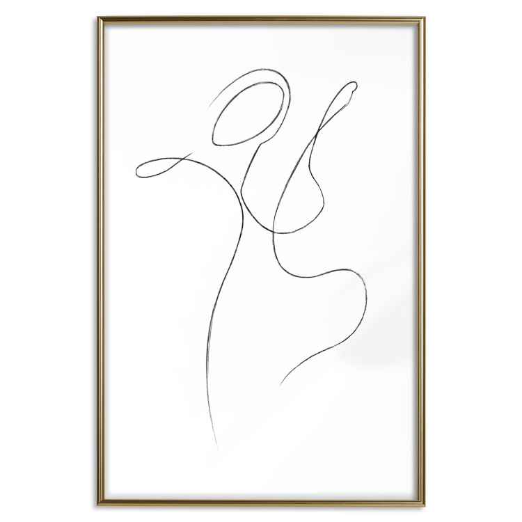 Poster Dance - black and white delicate line art with the outline of a human silhouette 115241 additionalImage 18