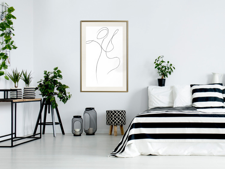 Poster Dance - black and white delicate line art with the outline of a human silhouette 115241 additionalImage 23