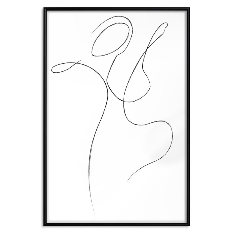 Poster Dance - black and white delicate line art with the outline of a human silhouette 115241 additionalImage 21