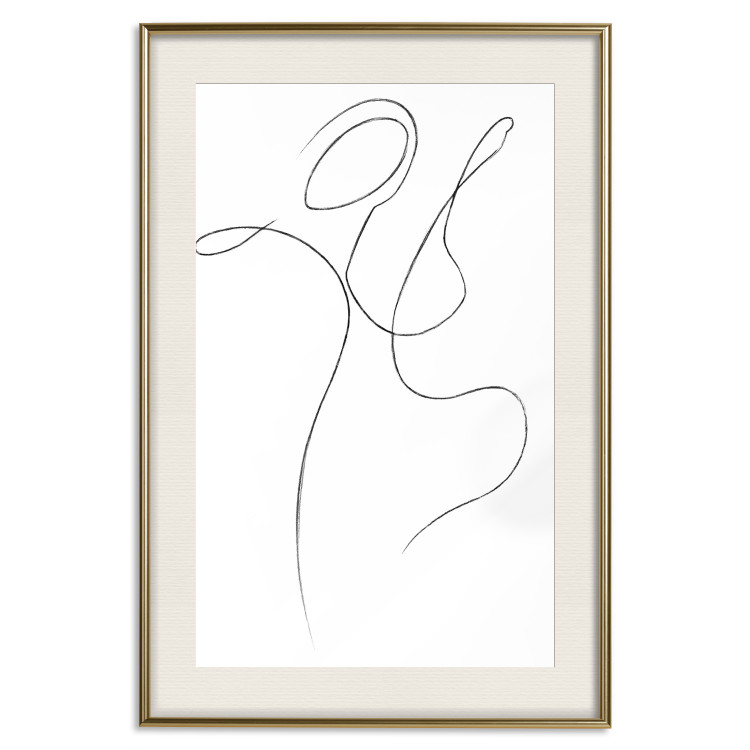 Poster Dance - black and white delicate line art with the outline of a human silhouette 115241 additionalImage 19