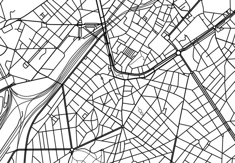 Canvas Streets of Brussels - black and white linear map of Belgian city 116341 additionalImage 5