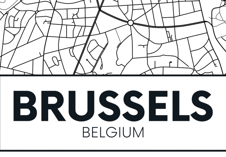 Canvas Streets of Brussels - black and white linear map of Belgian city 116341 additionalImage 4