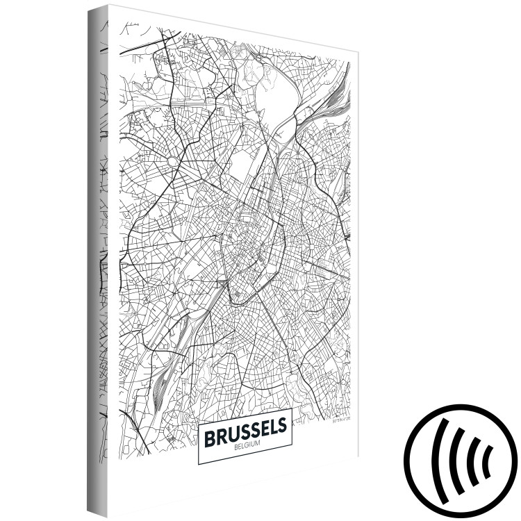 Canvas Streets of Brussels - black and white linear map of Belgian city 116341 additionalImage 6
