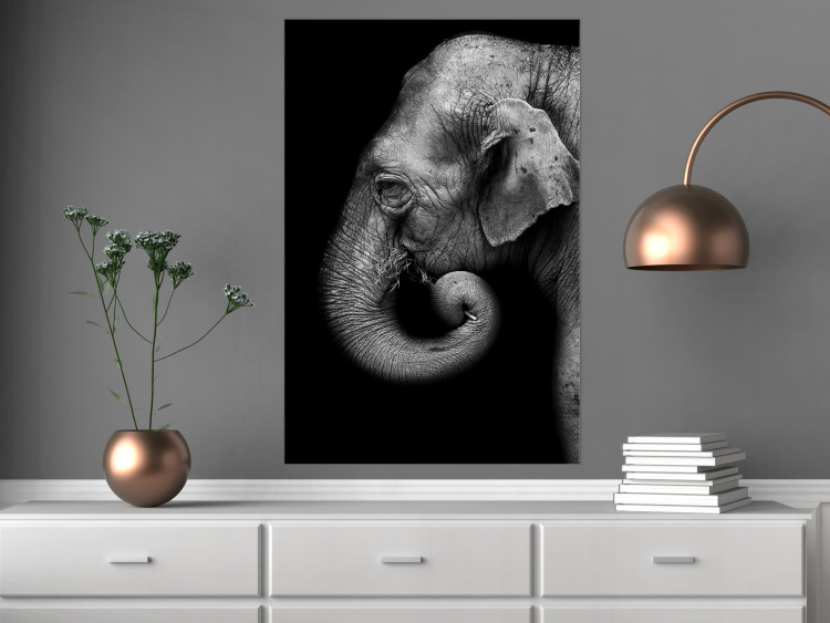 Wall Poster Elephant Portrait - black and white composition with an African animal 116441 additionalImage 17