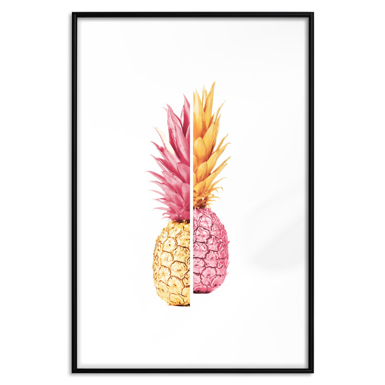 Poster Mismatches - yellow-pink halves of tropical fruits on a white background 116941 additionalImage 15
