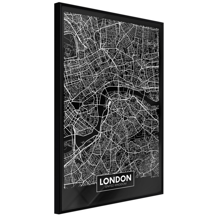 Wall Poster Dark Map of London - black and white composition with English inscriptions 118141 additionalImage 10