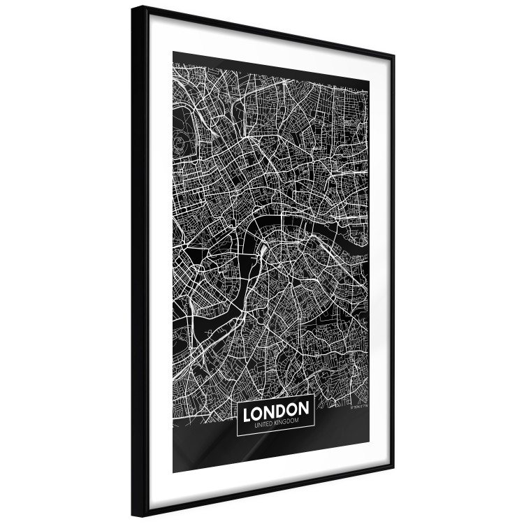 Wall Poster Dark Map of London - black and white composition with English inscriptions 118141 additionalImage 11