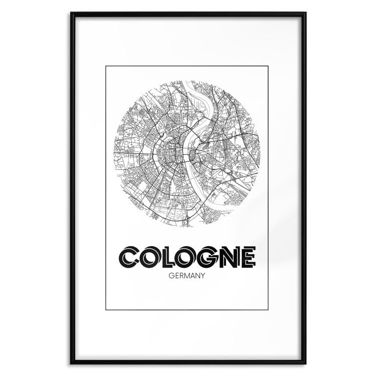 Poster Retro Cologne - black and white map of the oldest city in Germany 118441 additionalImage 15