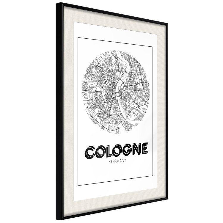 Poster Retro Cologne - black and white map of the oldest city in Germany 118441 additionalImage 3