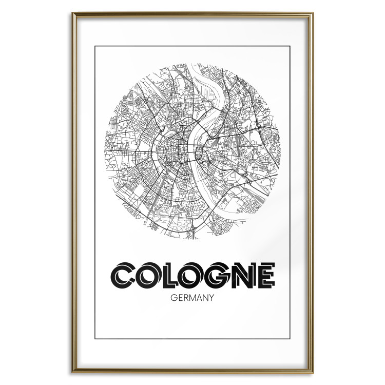 Poster Retro Cologne - black and white map of the oldest city in Germany 118441 additionalImage 20