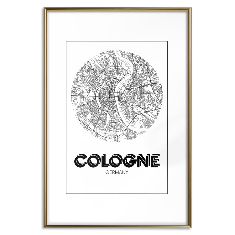 Poster Retro Cologne - black and white map of the oldest city in Germany 118441 additionalImage 16