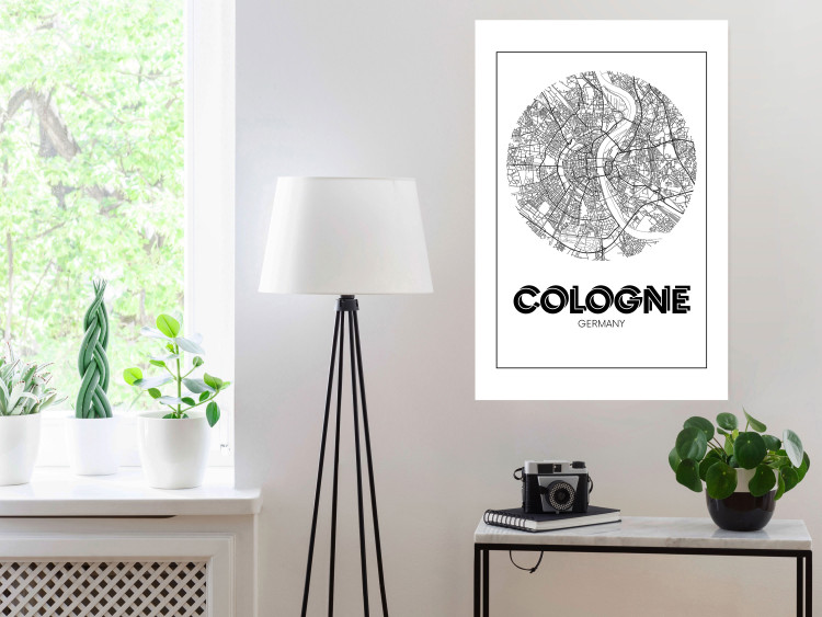 Poster Retro Cologne - black and white map of the oldest city in Germany 118441 additionalImage 23
