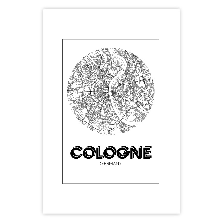 Poster Retro Cologne - black and white map of the oldest city in Germany 118441 additionalImage 25