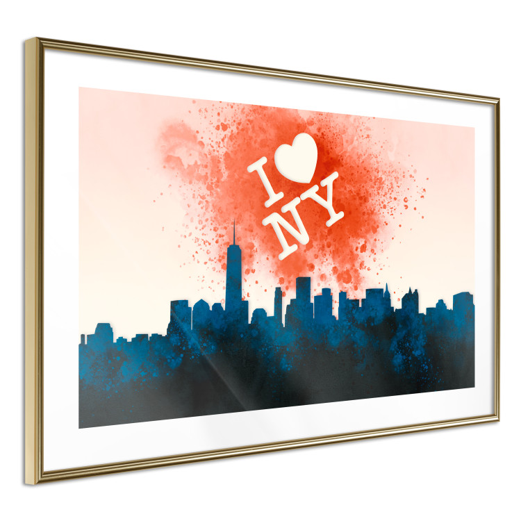 Poster I love NY - New York architecture against a pink sky and text 118941 additionalImage 4